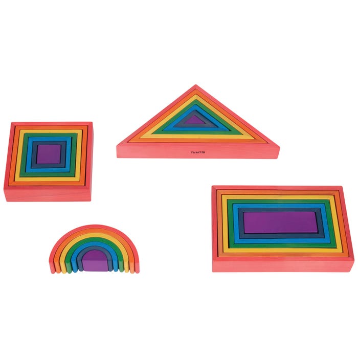 TickiT Wooden Rainbow Architect Set, 28 Pieces