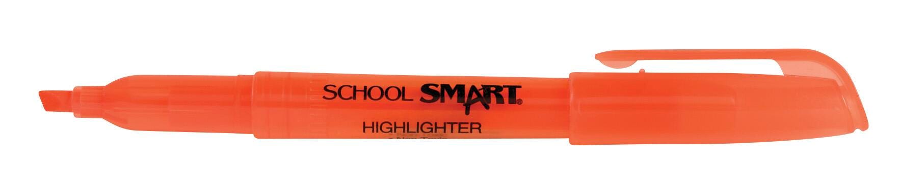 School Smart Pen Style Highlighters, Chisel Tip, Orange, Pack of 12 1298549