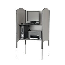 Smith Carrel Kiosk Carrel with Printer/CPU Shelf, 32-1/2 x 30 x 46-1/2 to 57-1/2 Inches 4001040