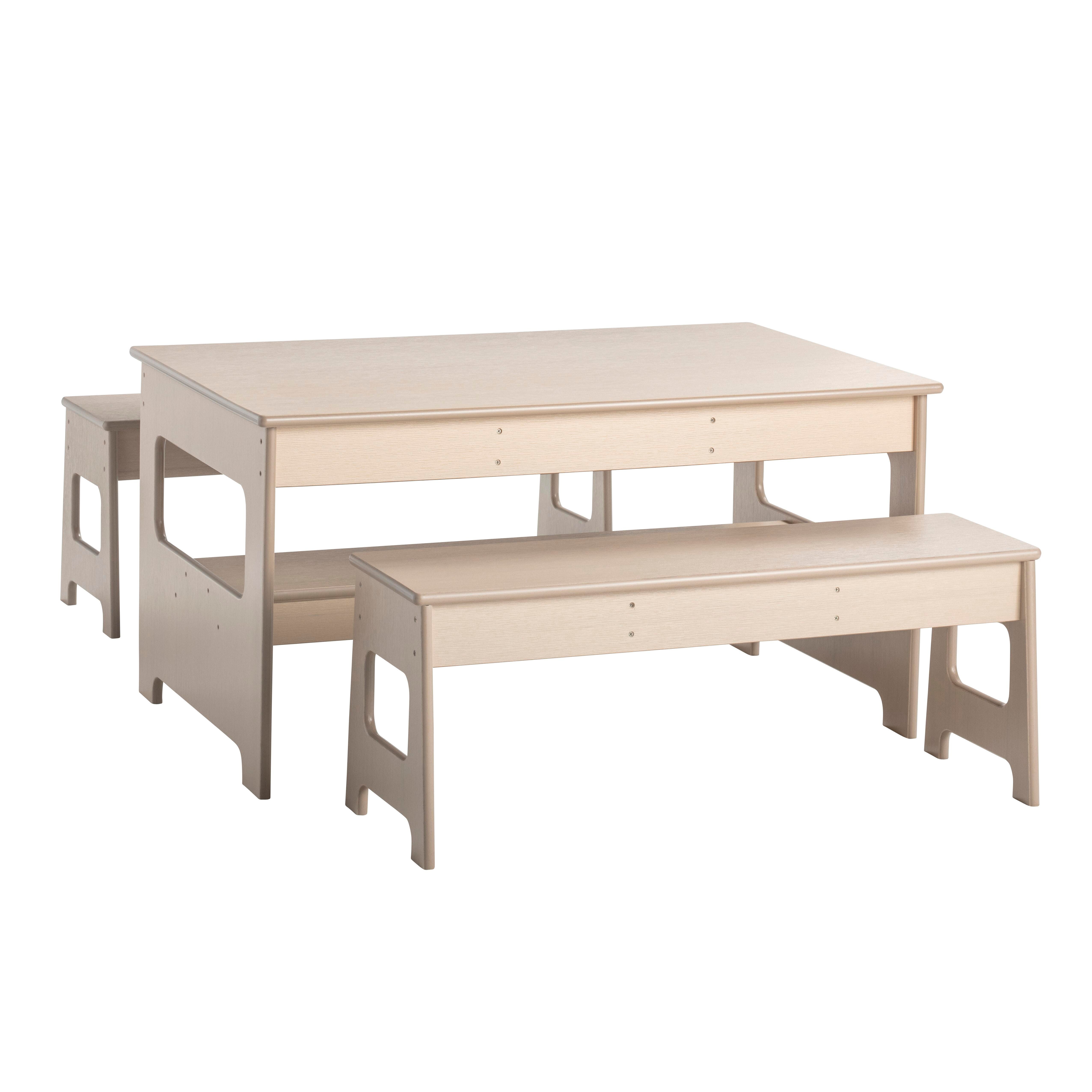 Childcraft Outdoor Oak Poly Table and Bench Set, 48 x 30 x 24 Inches, 2 16-Inch Benches 2162207