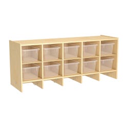 Childcraft Wall Mounted Coat Locker, 10 Cubbies, Clear Bins, 47-3/4 x 14-1/4 x 19-3/4 Inches