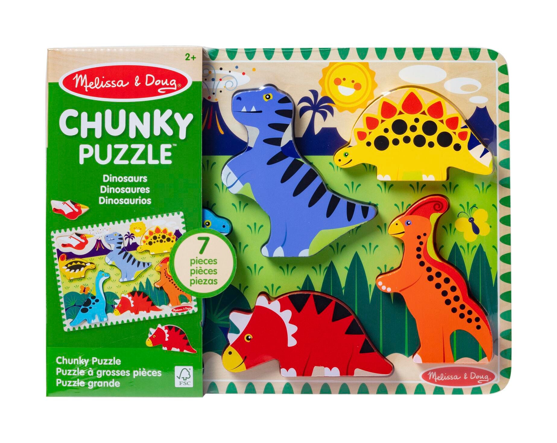 Melissa & Doug Dinosaurs Chunky Puzzle, 7 Pieces 2133836