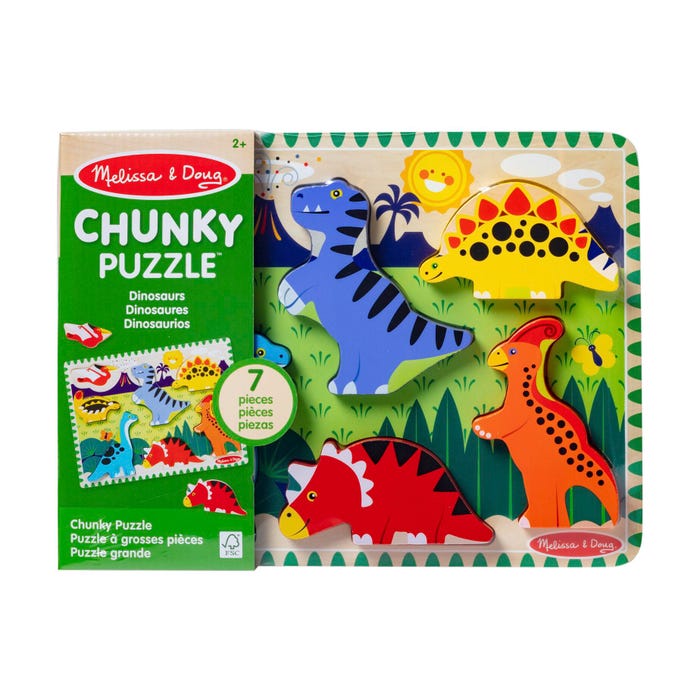Melissa & Doug Dinosaurs Chunky Puzzle, 7 Pieces