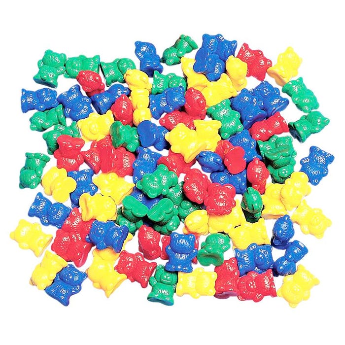 Childcraft Small Bear Counters, 3/4 Inches, Assorted Colors, Set of 100