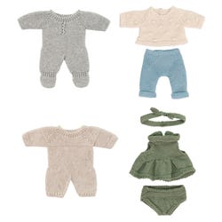 Miniland Knitted Pajama and Clothing Set, 8-1/4 Inches, Set of 4 2152183