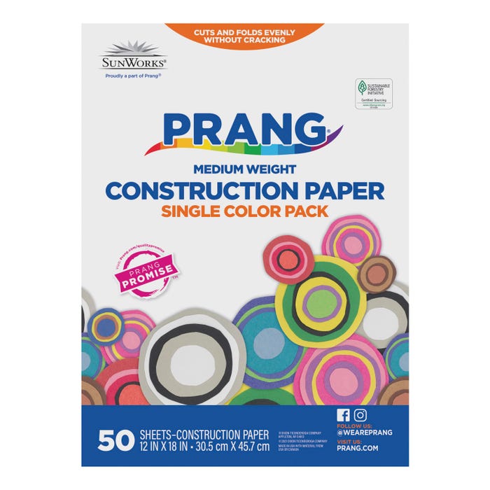 Prang Medium Weight Construction Paper, 12 x 18 Inches, White, Pack of 50