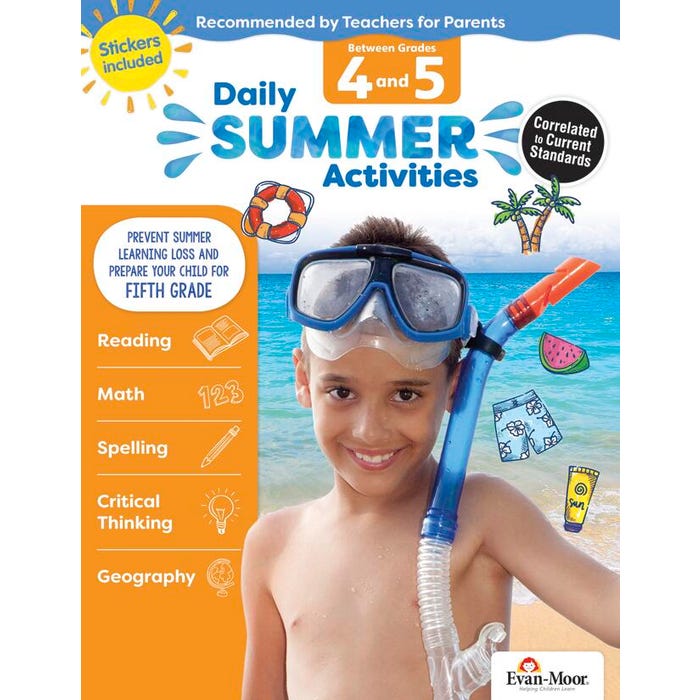 Evan-Moor Daily Summer Activities Workbook, 144 Pages, Grades 4 to 5