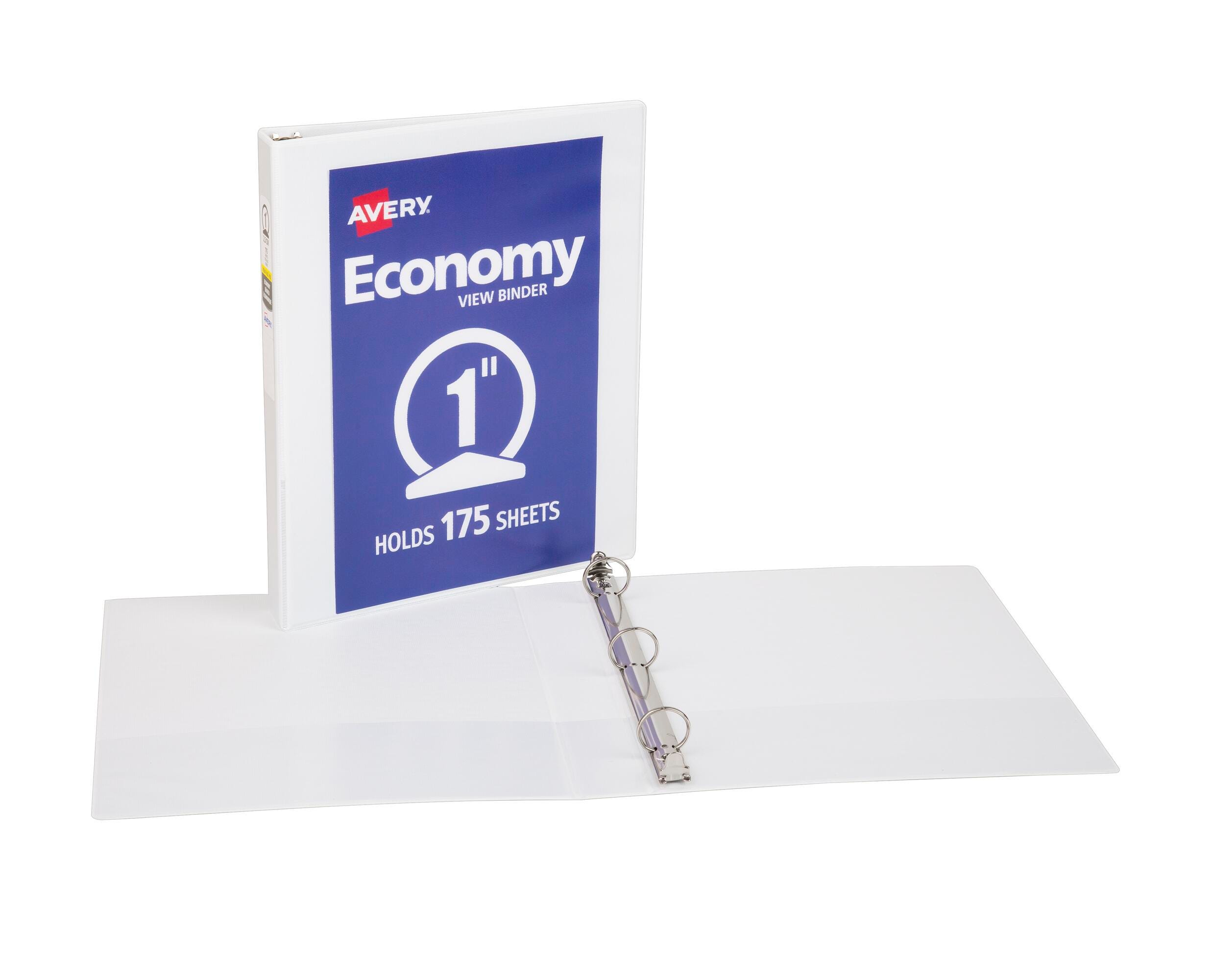 Avery Economy Round Ring View Binder, 1 Inch, White 1565390