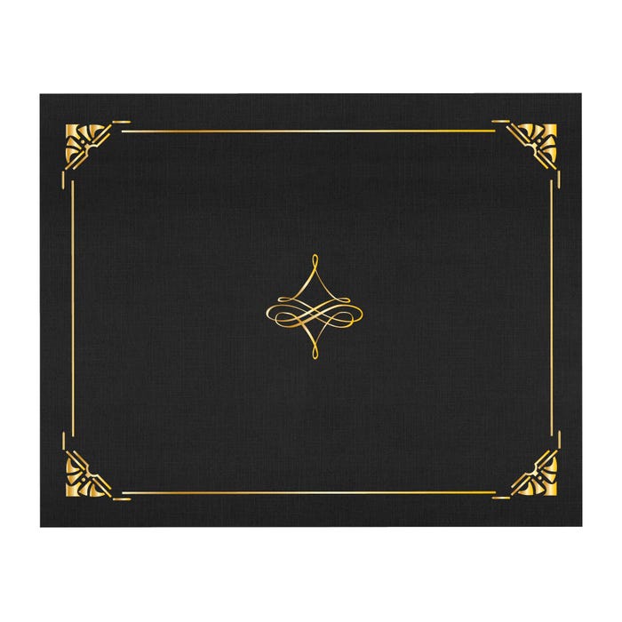 Geographics Art Deco Black Certificate Covers, Pack of 5