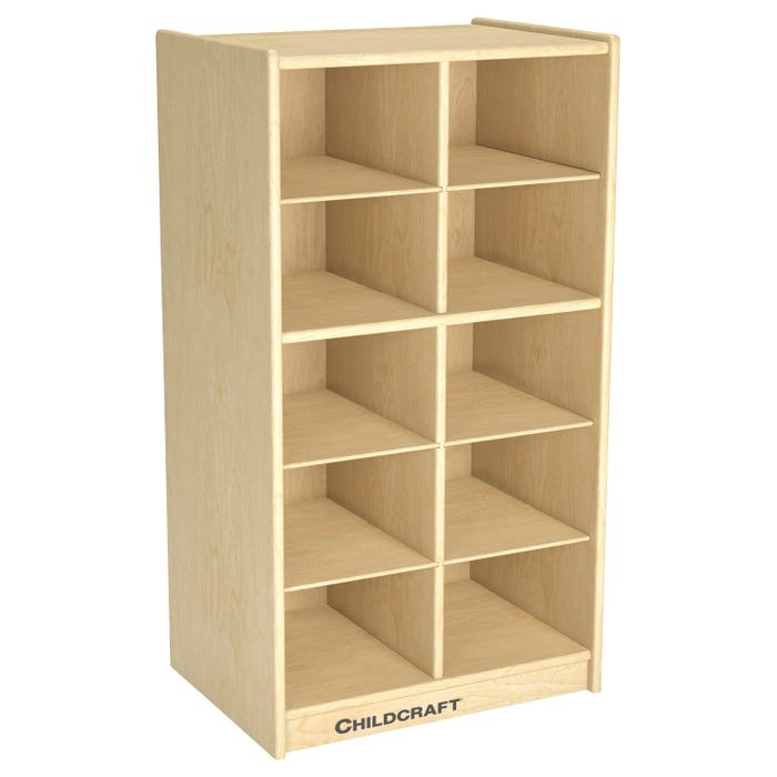 Childcraft Deep Cubby Storage Unit, 10 Tray Capacity, Wooden, 19-1/2 x 14-1/4 x 36 Inches