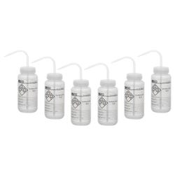 Eisco Labs Distilled Water Wash Bottle, 500 mL, Wide Mouth, LDPE, Pack of 6