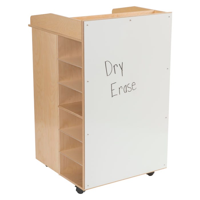 Childcraft Mobile AV Podium with Storage, Dry Erase Board, Caster Wheels, 27-1/2 x 29-1/8 x 46-1/8 Inches
