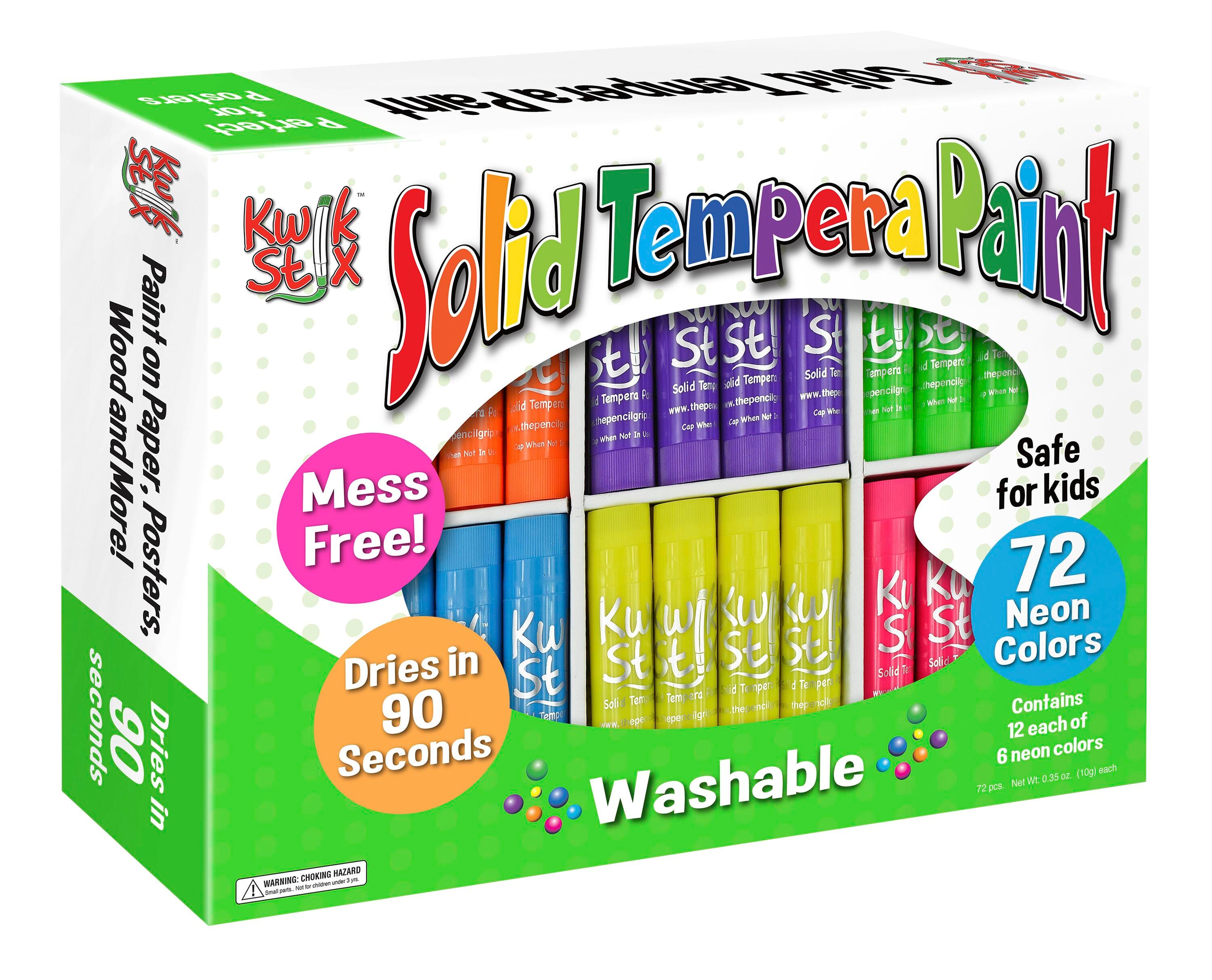 Kwik Stix Solid Tempera Paints, Original Size, Neon Colors, Set of 72 2004300