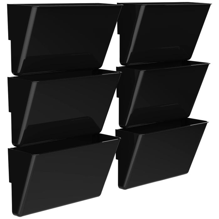 Storex Magnetic Wall Pockets, Letter Size, Black, Pack of 6