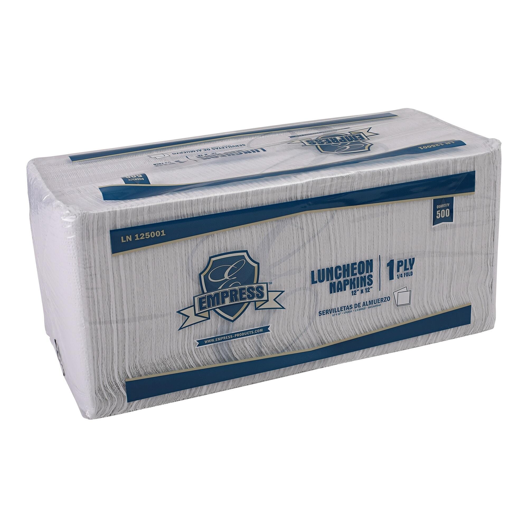 Empress Luncheon Napkins, 1-Ply, 11-1/2 x 12-1/2 Inches, White, 500 Count, Pack of 12 2213469
