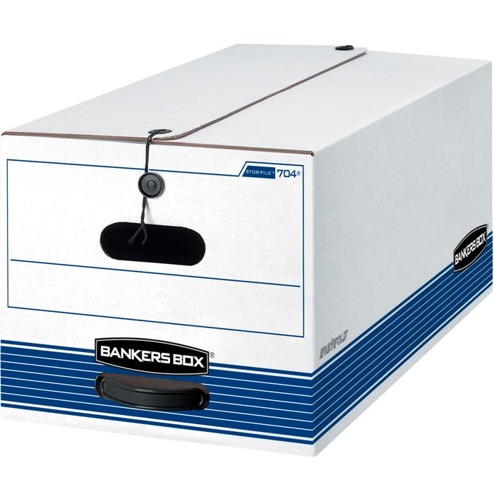 Bankers Box Liberty Plus File Storage Box, Letter Size, 12 x 24 x 10 Inches, White/Blue, Pack of 12