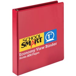 Image for School Smart Polypropylene Round Ring View Binder, 1 Inch, Red from School Specialty