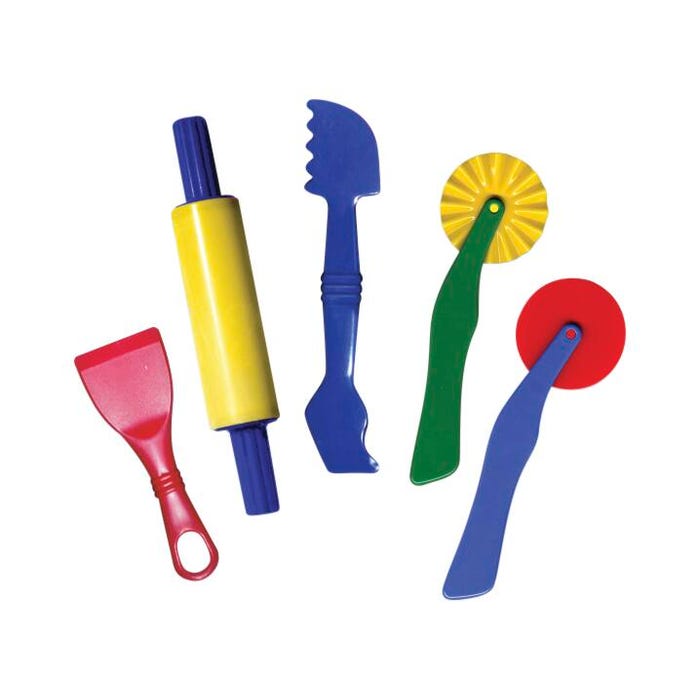 Creativity Street Dough Tool Set, Plastic, Assorted Colors, Set of 5